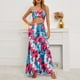 thumbnail image 3 of Mujeres 2 Piezas Falda Traje Correa Top Largo Cola De Pescado Vestido Correa Impresión Floral De Moda Para Vacaciones Citas Compras Rojo M, 3 of 6