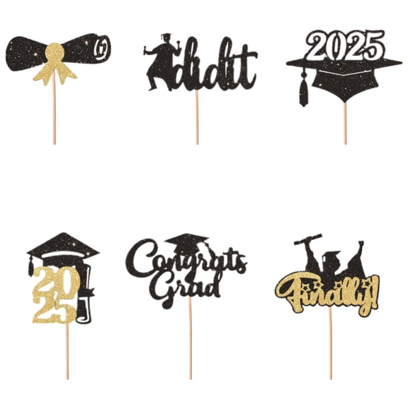 Cake Decorating Supplies Edible Toppers 2025 Graduation Diploma Cupcake Toppers: 36-Piece Glittering Cake Decorations for Kindergarten to Doctorate Celebrations. Harlik