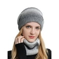 thumbnail image 2 of Spencer Womens Winter Beanie Hat Fleece Lined Hat Scarf Set Knitted Ski Skull Cap Neck Warmer Earflap Hats "Gray", 2 of 8