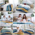 thumbnail image 5 of Abstract Ocean Waves Duvet Cover Set Twin Size, Gradient Teal Gold Mountain Art 4 Piece Soft Microfiber Bedding Set with 1 Duvet Cover, 1 Flat Sheet, 2 Pillowcases, 5 of 9