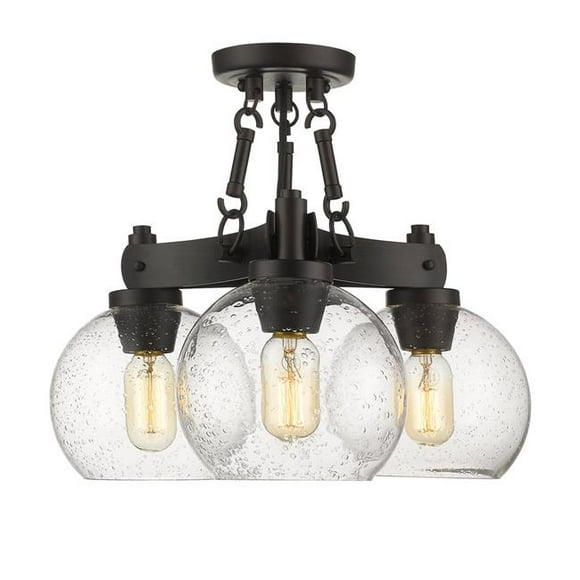Golden Lighting 4855-SF RBZ-SD Galveston Semi-Flush Rubbed - Bronze with Seeded Glass