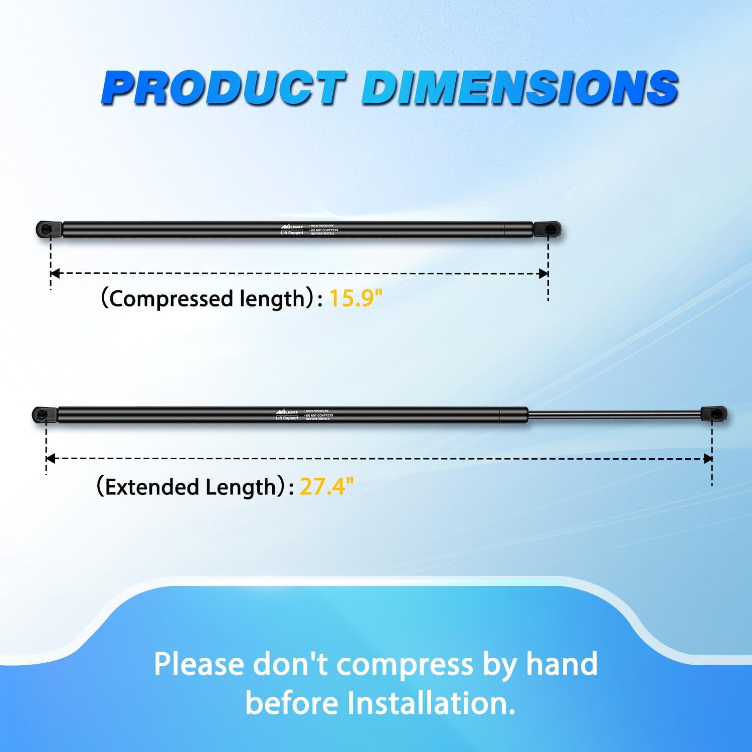 Nilight Hood Gas Struts Lift Supports 6333 for Toyota Camry 2007-2011 Spring Shocks 27 Inch, 2PCS Set Rod