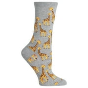 Hot Sox Womens Giraffe Crew Socks, Women's Shoe Size 4-10.5, Sweatshirt Grey