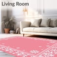 thumbnail image 2 of ODIKA 6'x9' Machine Washable Non-Slip Area Rug, Winter Wonderland Doorstep Greeting Frosty Entrance High Traffic Rug with Pad, Pink, 639184, 2 of 8
