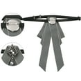 thumbnail image 3 of DARING DIVA Women's Elegant Ribbon Rhinestone Bow Ties Gray, 3 of 5