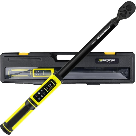 Digital Torque Wrench-1/2-Inch Drive & 5.1-340Nm (3.8-250.8 ft-lb), Heavy Duty Torque Wrench with Buzzer, 5 Units, ±2% Accuracy for Trucks & Machinery