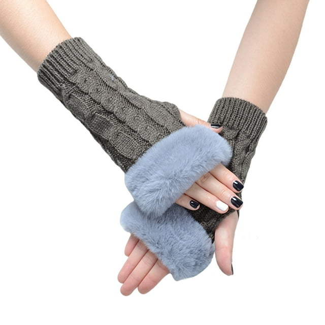 TISHITA Gants pour Femmes Demi-Doigt Gants Chauds Sans Doigts pour Course Sport Extérieur Cyclisme Gris Foncé