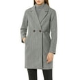 thumbnail image 6 of Allegra K Women's Double Breasted Lapel Raglan Long Sleeve Mid Length Overcoat XL Grey, 6 of 9