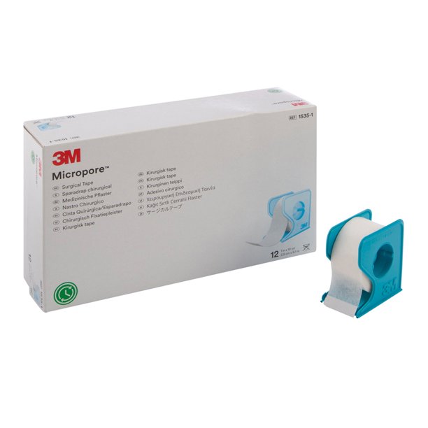 3M Micropore Medical Tape with Dispenser 1" x 10 yd 15351, 1 Box, 12
