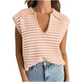 thumbnail image 2 of ZHUGeLI Stripe Summer Sweaters For Women V Neck Knit Cap Sleeve Tops Sleeveless Spring Clothes Up to 50% off Clearance, 2 of 6