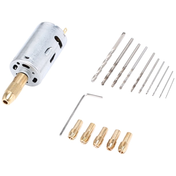 Mini Juego de de Mano EléCtricas DC 12V Motor 0,5-3Mm HSS Broca Helicoidal con 5 Uds Portabrocas Se Adapta una la de PerforacióN
