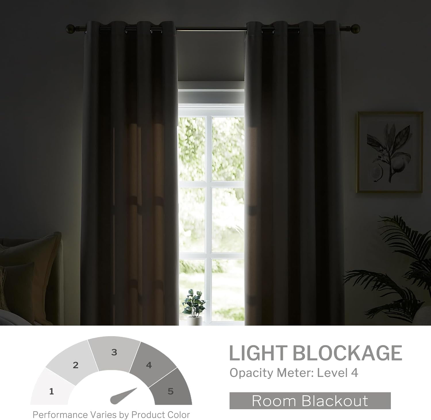 80% Blackout Curtains 63 Inch Length for Bedroom 2 Panels Set Cotton Bedroom Curtains Grommet Room Darkening Curtains for Living Room Thermal Insulated Window Drapes (Off White, 52 x 63 in)