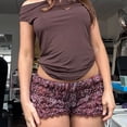thumbnail image 2 of Gupgi Women Ruffle Shorts Cheetah Print Micro Shorts Low Waist Short Pants Lounge Bloomers, 2 of 5