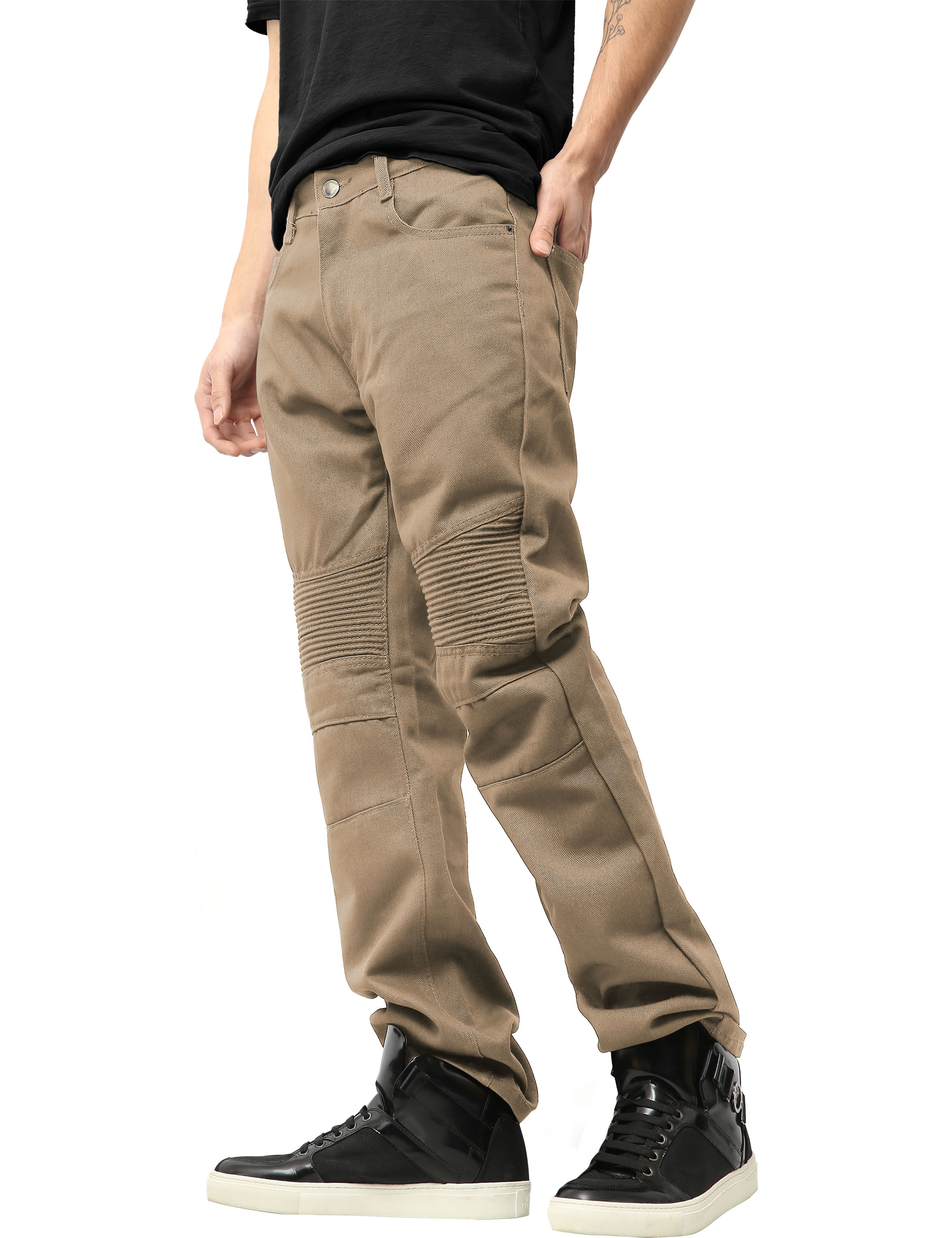 Ma Croix Mens Biker Jeans Slim Straight Fit Denim Distressed Zipper Pants - image 2 of 7