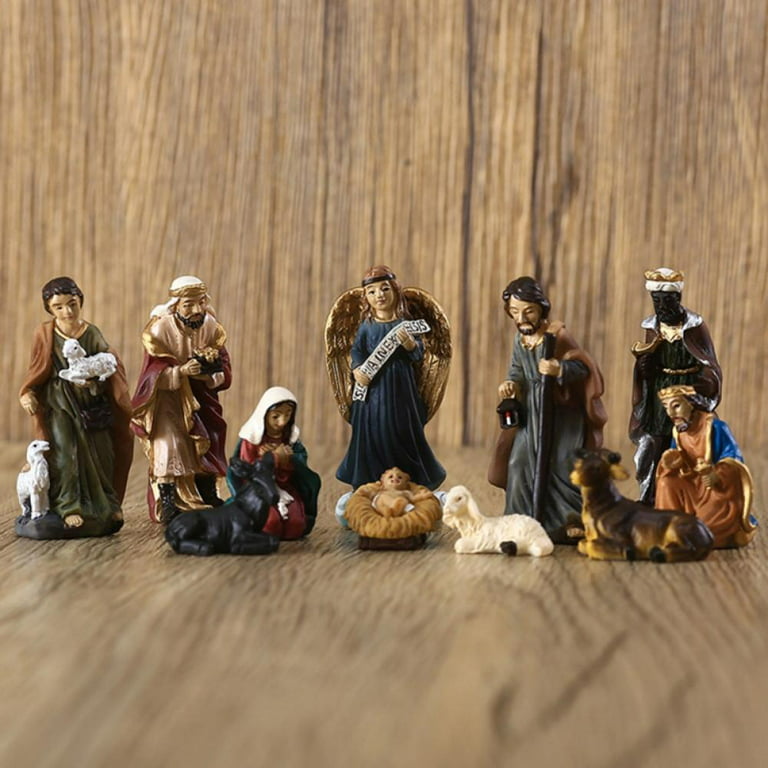 Nativity Set Toys - Christmas Story Manger Scene, 11 Pieces Resin Little  Animals & Figures,Birth of Baby Jesus,Gifts for Age 3+