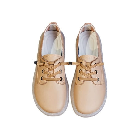

SIMANLAN Women Nursing Shoes Slip On Flats Comfort Loafers Ladies Wear Resistant Casual Shoe Womens Lace Up Loafer Khaki 4.5