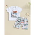 thumbnail image 2 of Bagilaanoe 2pcs Toddler Baby Boy Shorts Set Short Sleeve Letter Print T Shirt Tops + Shorts 6M 12M 18M 24M 3T Kids Casual Summer Clothes, 2 of 7