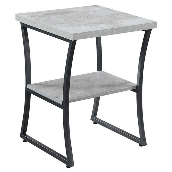 Pemberly Row Transitional Wood and Metal End Table in Gray Faux Birch