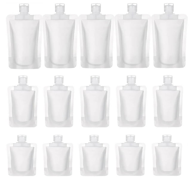 15pcs Travel Size Refillable Empty Squeeze Pouch for Toiletry, Lotion