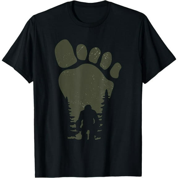 Sasquatch Or Bigfoot In The Forest Footprint Unisex T-Shirt for Men Women Kids Toddler