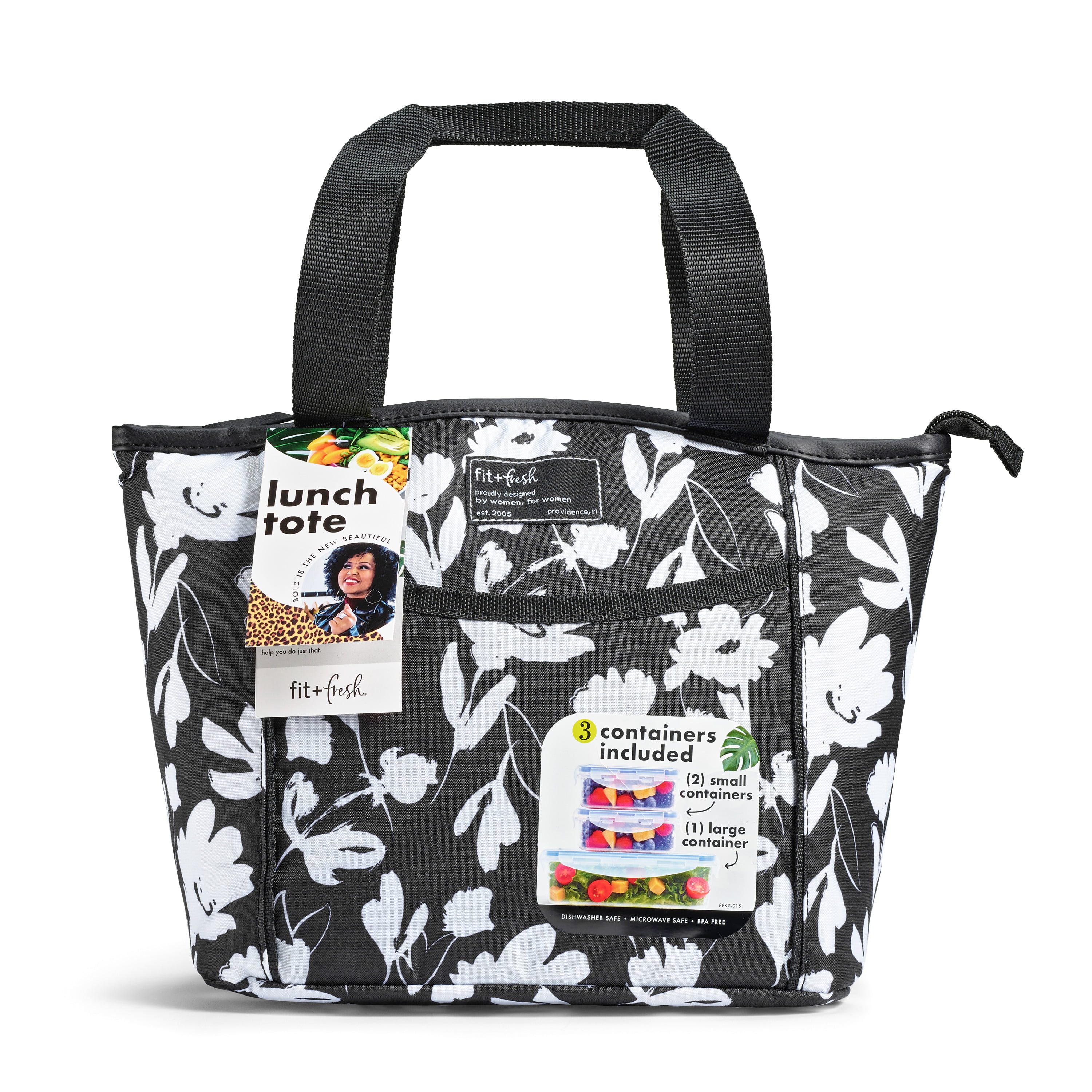 Fit & Fresh Cinch Tote, Lunch Bag for Women with Containers Included,  Womens Lunch Box for Work, Loncheras Para Mujer