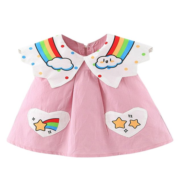 Robe Trapèze Sans Manches pour Bébé Fille, Arc-en-Ciel, Nuage, Cœur, Robe Patchwork