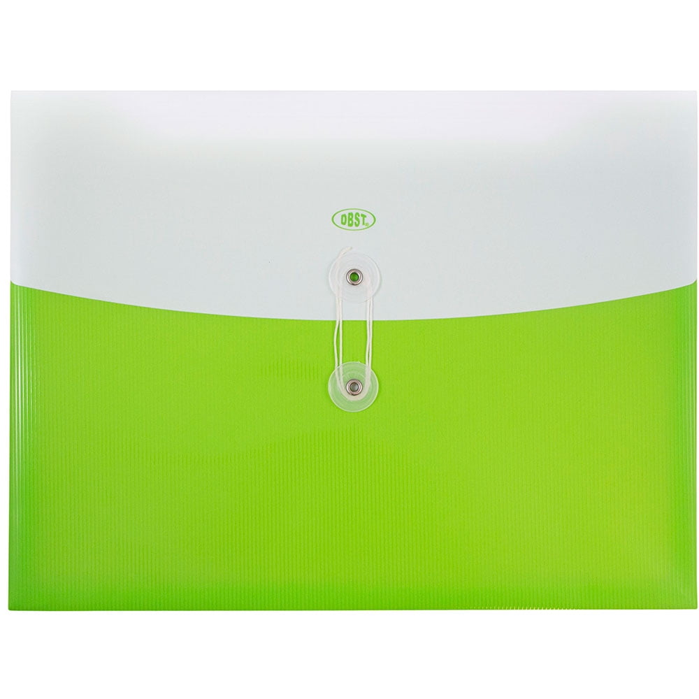 JAM Plastic Envelopes, 9.8x13, 12/Pack, Lime Green Two, Tone, Button