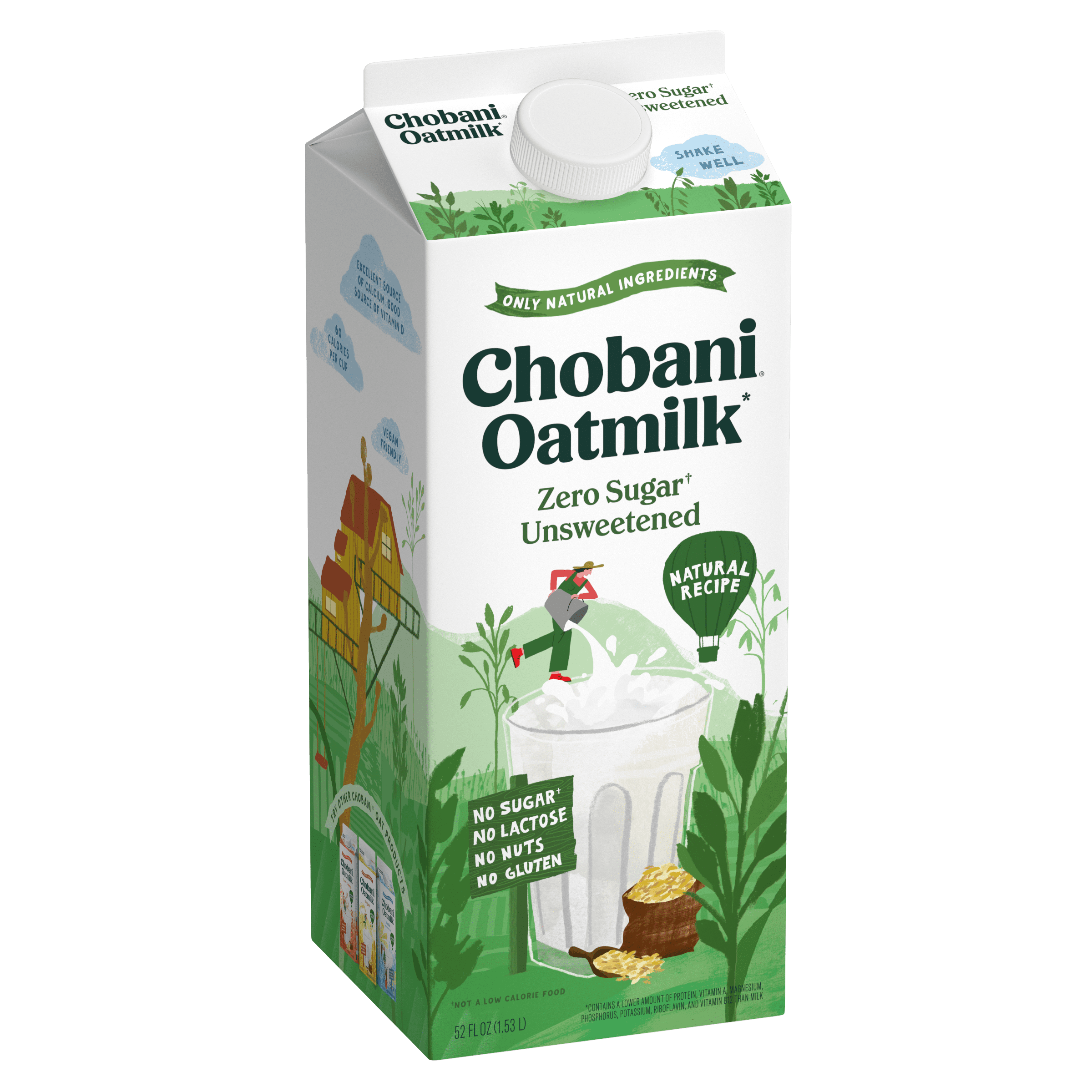 Chobani Oatmilk Zero Sugar Unsweetened 52 fl oz Carton