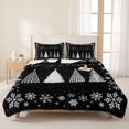 thumbnail image 3 of Quilts Twin XL Size Bedding Set, Merry Christmas Lightweight Quilted Comforter, Xmas Snowflake Pine Trees Winter Black Soft Reversible Bedspread Coverlet with Pillow Covers for All Season, 68" x 98", 3 of 9