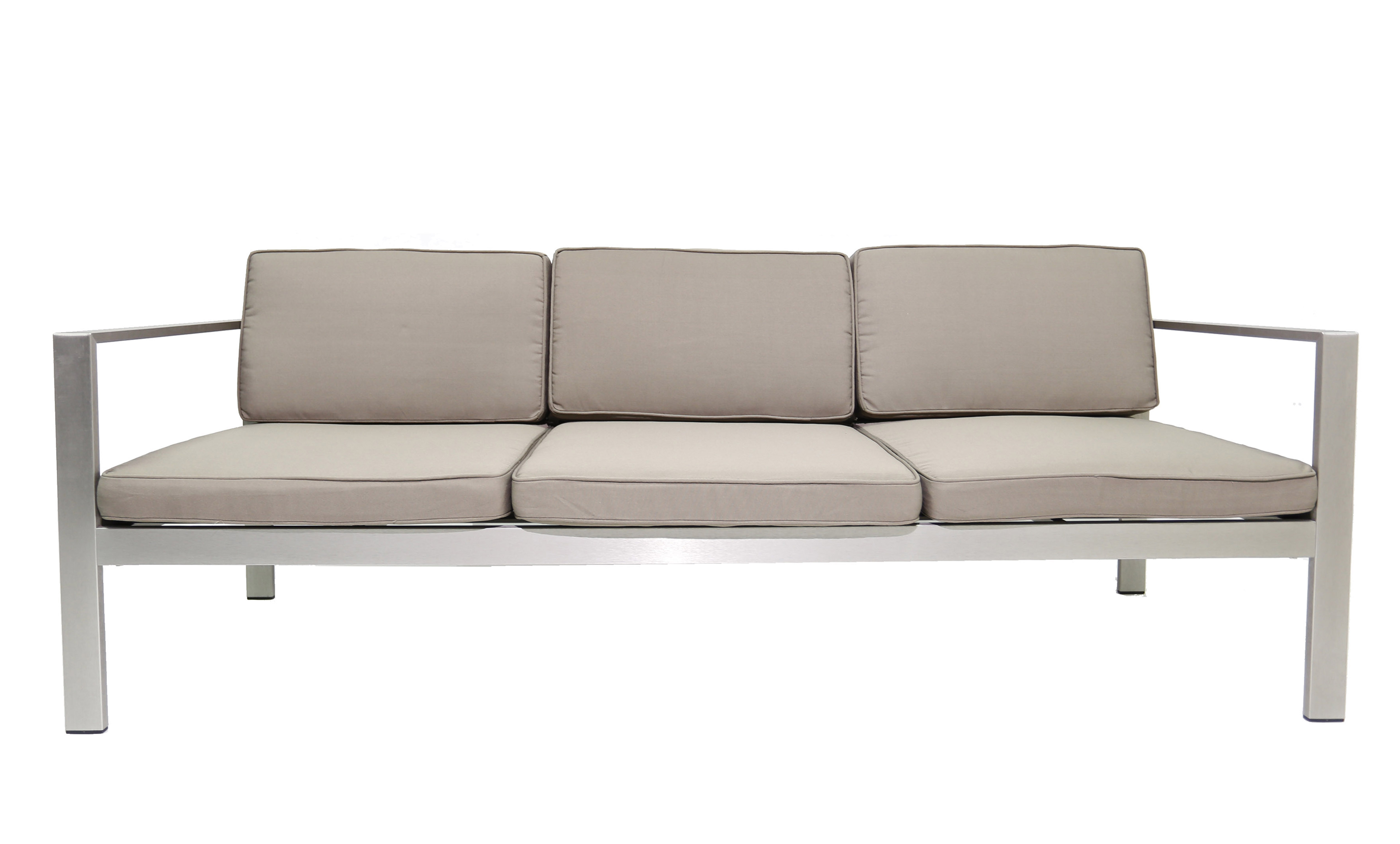 Metal 3 Seater Sofa with Removable Fabric Padded Seat and Back Cushions