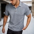 thumbnail image 2 of IWRICH Men's Button up Texture Polo Shirts Short Sleeve Jacquard Tees Solid Color Casual Trendy Tops Grey XXL, 2 of 5