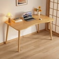thumbnail image 4 of Escritorio compacto de madera maciza con diseño curvo ergonómico: mesa de estudio minimalista moderna para el hogar y la oficina, 4 of 4