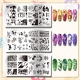 thumbnail image 3 of 1 Set Stainless Steel DIY Nail Art Templates Template Tool Rectangle Building 12x6cm 3pcs/set, 3 of 7