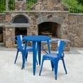 thumbnail image 2 of Flash Furniture Napoleon Commercial Grade 24" Round Blue Metal Indoor-Outdoor Table Set with 2 Arm Chairs, 2 of 5