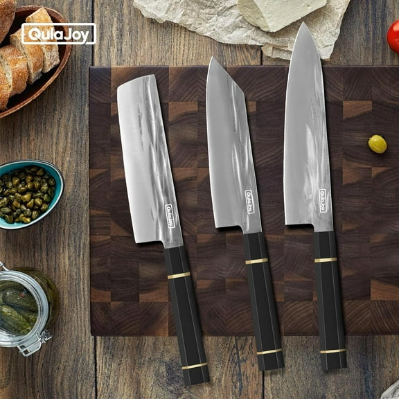 Qulajoy 7 Inch Kiritsuke Chef Knife - Hand Forged Swedish Sandvik Steel Cooking Knife - Professional Japanese Vegetable Meat Kitchen Knife