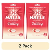 (2 pack) HALLS Throat Soothing (Previously HALLS Breezers) Creamy Strawberry Throat Drops, 25 Drops