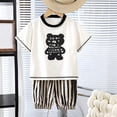 thumbnail image 5 of SGFCWSX Boys 2 Piece Outfits Summer Print Short Sleeve T Shirt Striped Elastic Waist Shorts Casual Set for Kids Black Size 10, 5 of 6