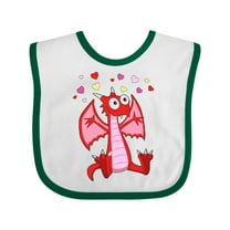 Inktastic Happy Valentine Cute Red Cartoon Dragon with Hearts Boys or Girls Baby Bib