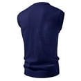 thumbnail image 3 of Sweater Vest Men Sleeveless V-Neck Casual Cable Knit Button Down Cardigan Men's Lightweight Cable Knit Sweater Vest Navy 3XL, 3 of 3