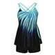 thumbnail image 4 of Traje de baño de 2 piezas para mujer, trajes de baño para mujer, traje de baño de mujer con abertura trasera, estampado de hojas multicolor, pantalones y tirantes, traje de baño dividido para mujer, 4 of 5