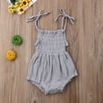 thumbnail image 4 of Kmbangi Infant Summer Cotton Sling Romper Lace Up Stretch Ruched Jumpsuit, 4 of 8
