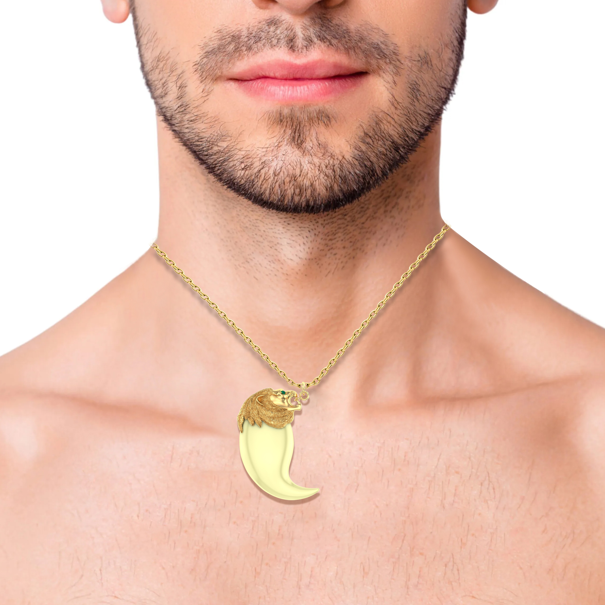 Auory Lion Nail Pendant Vermeil 18k Gold Plated For Men Design