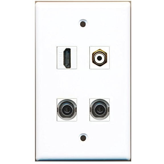 RiteAV - 1 Port HDMI 1 Port RCA White 2 Port 3.5mm Wall Plate