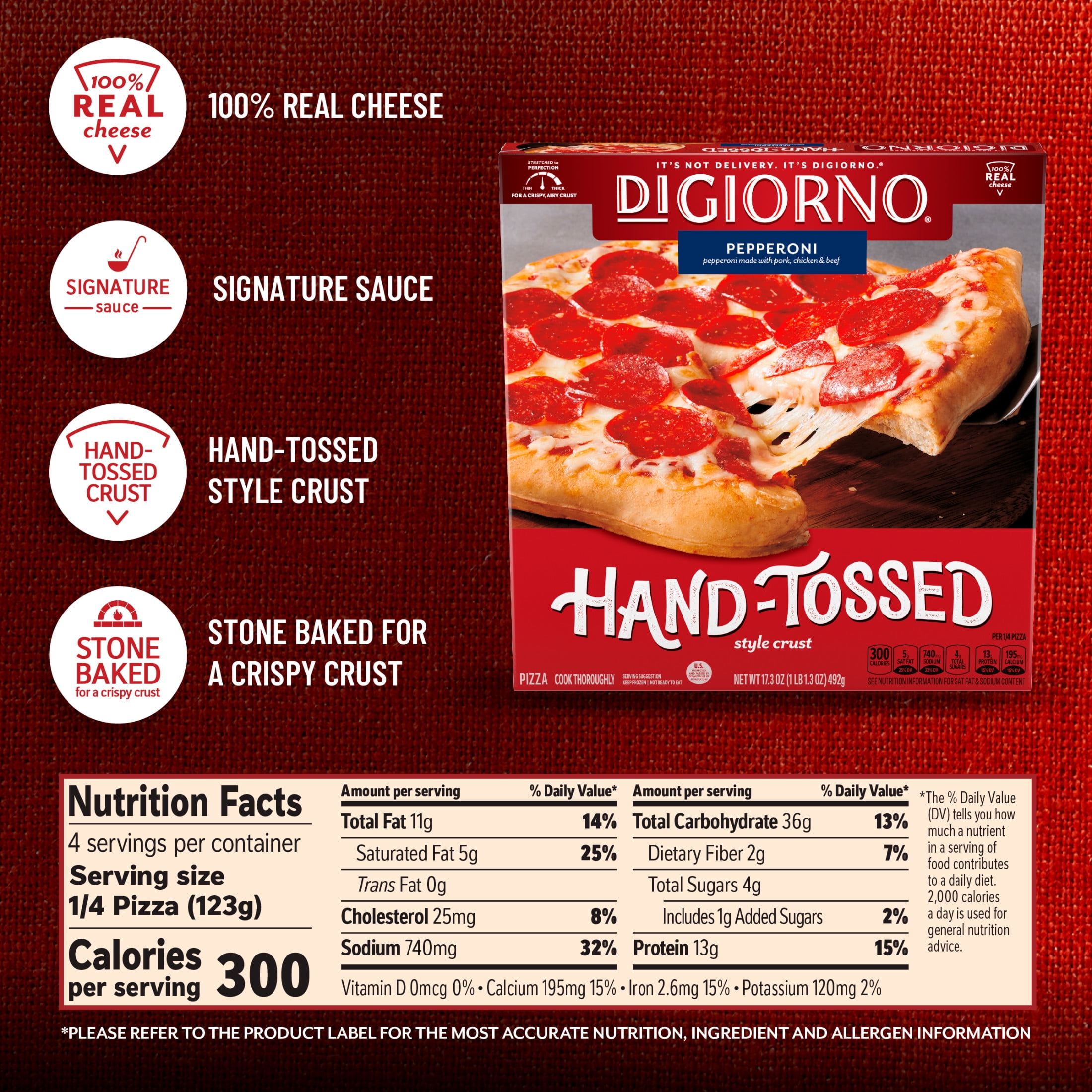 DiGiorno Cheese and Pepperoni Pizza, 17.3 oz (Frozen)