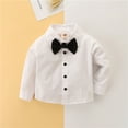 thumbnail image 4 of Toddler Boys Long Sleeve White Shirt Tops Pants With Black Tie Child Kids Gentleman Outfits B Outwear For Toddler 5 Years-6 Years, 4 of 5
