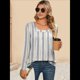 thumbnail image 4 of Camiseta Tipo Túnica de Larga con Cuello Cuadrado para Mujer, Holgada, de Cintura Alta, Estampada, para Otoño Rayas Verticales L, 4 of 10