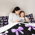 thumbnail image 4 of Feelyou Bowknot Bedding Comforter Set 7pcs, Black Purple Watercolor King Bedding Sets, 4 of 8