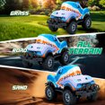 thumbnail image 3 of PayUSD Remote Control Car, RC Cars Toys for Kids Lighted Monster Truck Dinosaur Toy RC Cars 4-12 Year Old Boys Birthday Gift for Christmas Shark 8km/h 27Mhz 1:20 Blue, 3 of 8