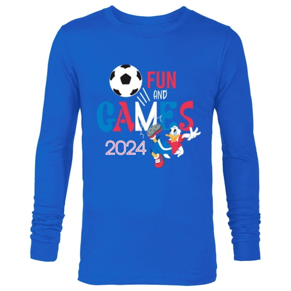 Disney Donald Duck Sports Football Soccer Fun & Games 2024- Long Sleeve T-Shirt for Men - Customized-Navy