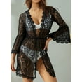 thumbnail image 3 of ZAXARRA Women V Neck Lace Dress Hollow Crochet Pool Swim Beach Bikini Cover-ups Mini Dress Bathing Suit, 3 of 9